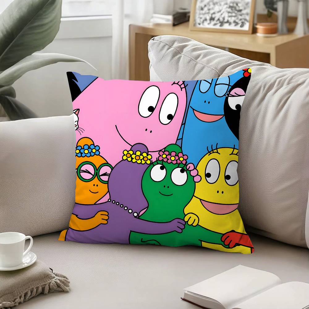 B-BarbapapaS-Cartoon Pillow Case Pattern Printed Pillowcase For Living Room Sofa Cushion Cover & Bedroom Decor