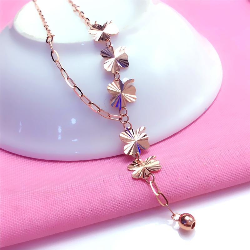 Purple Gold Colored Gold Shining Butterfly Necklace Fashion High Temperament Plated Rose Gold Necklace