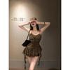 Kumikumi Gyaru Set Sexy Leopard Print Cami Women Summer Heavy Industry Rivet Leisure Shorts Two-piece Set