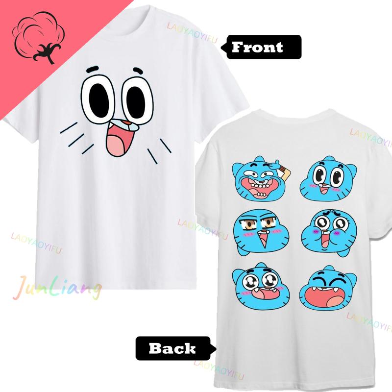 Funny Korean Amazing World Gumball Tshirt 100 Cotton Boys and Girls Y2k Clothes Short Sleeve Tee Mens Clothing