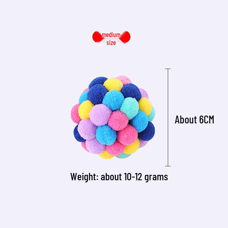 Hachi Colorful Yarn Bell Ball: Elastic Plush Toy for Kittens & Cats