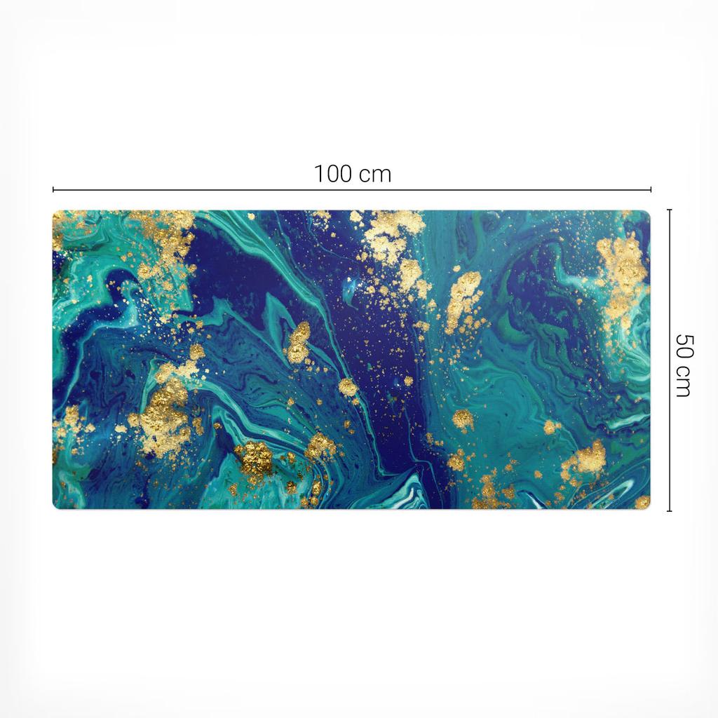 Anti-slip Protective Desk Mat with Marble Waves Pattern 100x50 cm