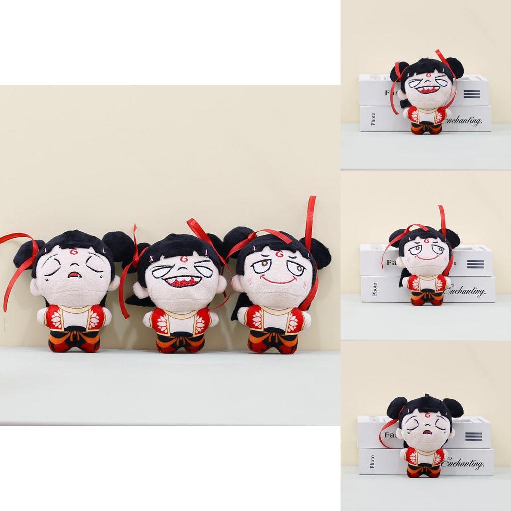 Adorable Nezha Plush Toy Keychain Doll Soft Stuffed Figure For Backpack Decoration