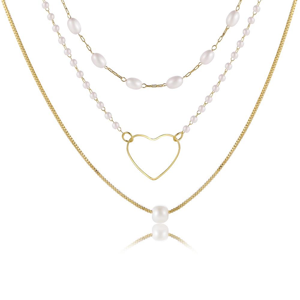 iF ME Fashion Butterfly Lock Heart Pendant Necklace Retro Multilayer Gold Silver Chain Choker for Women Accessories Jewelry