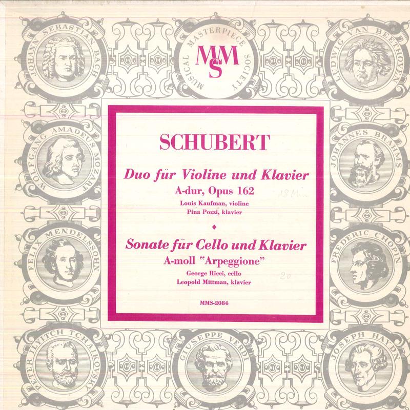 

LP Record LOUIS KAUFMAN, PINA POZZI / GEORGE - Schubert Duo Fur Violine Und Klavie MM2084 MUSICAL MASTERP Germany Classical Used