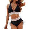 Damen Deep V High Waist Split Badeanzug - Sexy Enganliegender Bikini