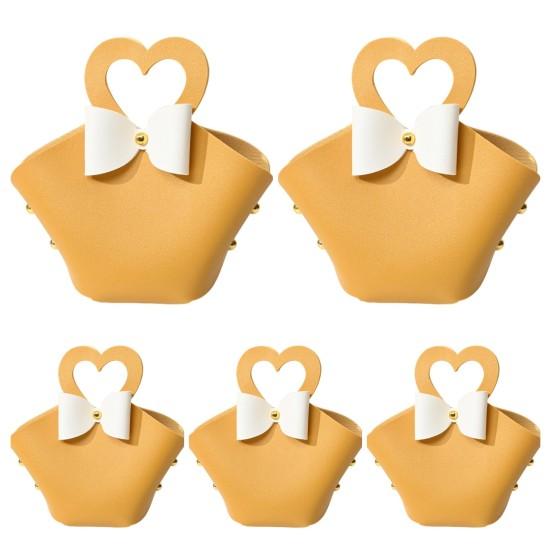 5 db-os ajándéktáska Kényelmes színes mini kézitáska Műbőr cukorkatáskák bulikhoz esküvők dekorációjához