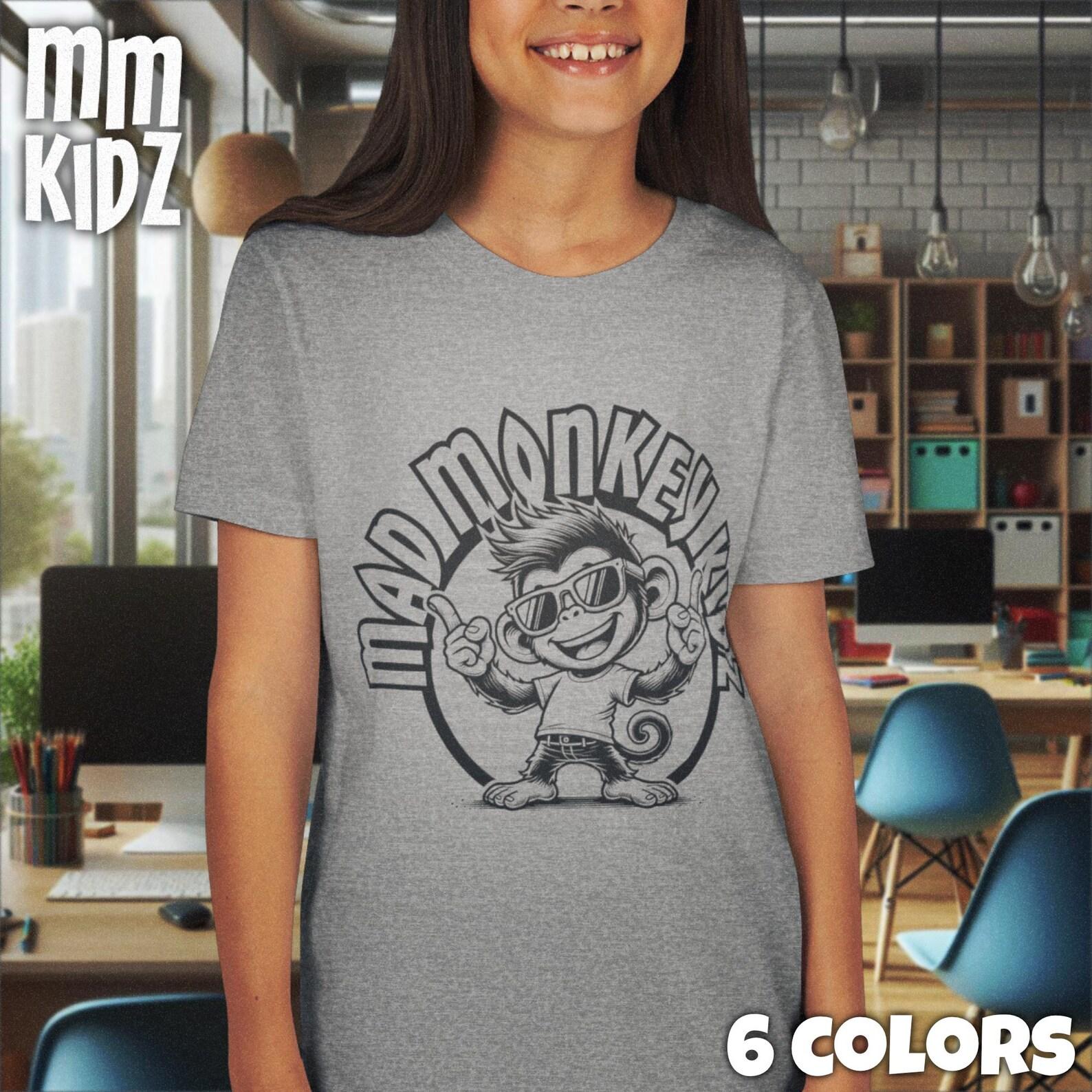Cool Monkey Graphic Tee for Kids | Funny Cartoon Ape Tee | Playful Mad Monkey Kid s T-Shirt | Fun Birthday Gift for Boys and Girls 130