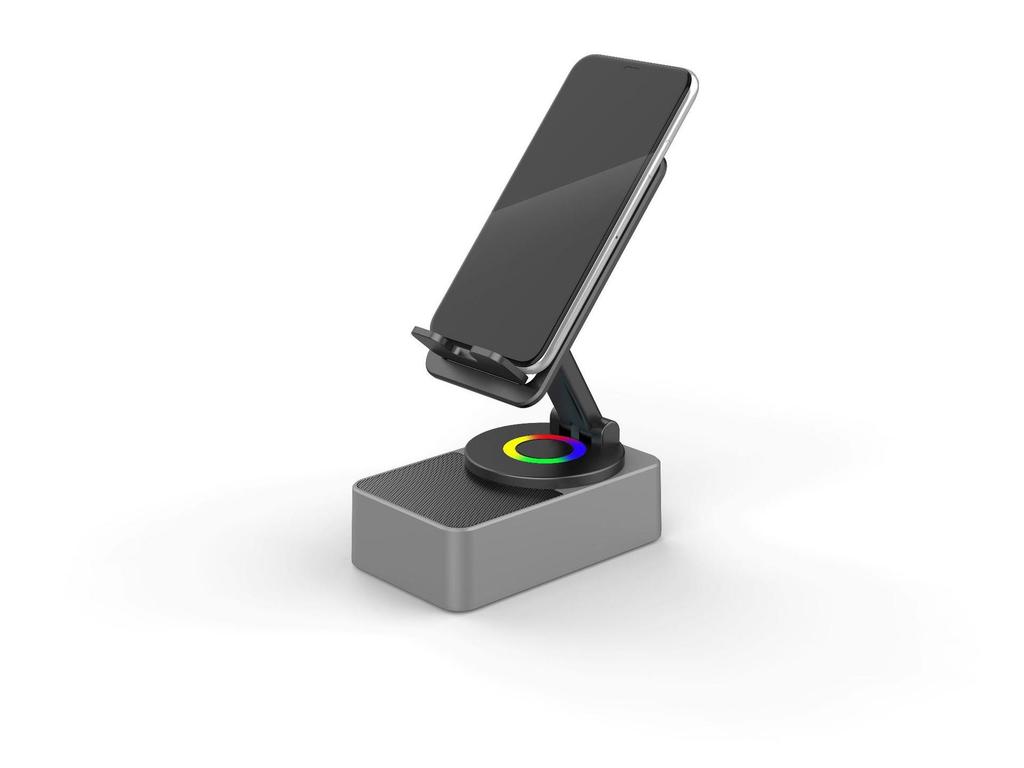 In-Stock 4-in-1 Charger: Tablet & Phone Stand with Wireless Bluetooth Speaker, 360° Rotation
