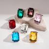 Exaggerated retro diamond-set geometric square open ring simple jewelry