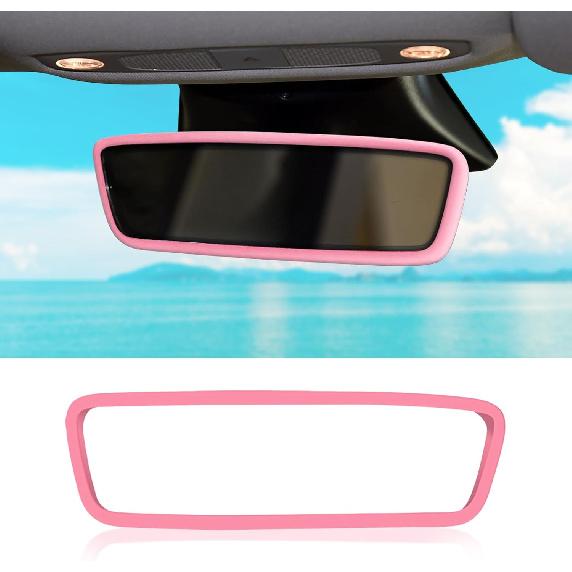 Car Rear View Mirror Silicone Protector Cover, Compatible with Model 3/Y, Auto Interior Mirror Decoration Frame, Car Accessories (Gray)