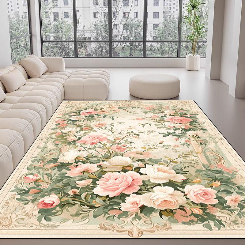 Tappeti Stile Europeo Lusso Leggero Decorazione Soggiorno Tappeto Floreale Area Divano Salotto Tappetino Pavimento Camera da Letto Cabina Armadio Tappeto Morbido