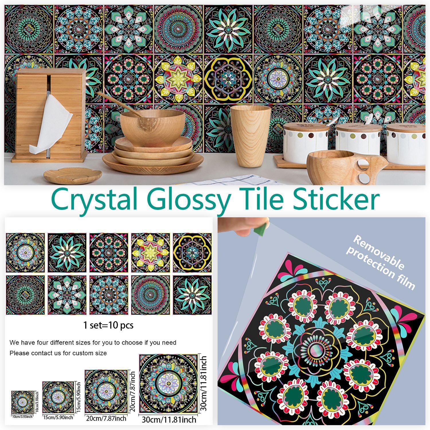 

20 шт. Наклейки на стену в европейском стиле с узором мандалы, имитация кирпича, украшение для спальни, водонепроницаемые самоклеящиеся обои для плитки, декор для кухонного шкафа 10cm×10cm×20pcs