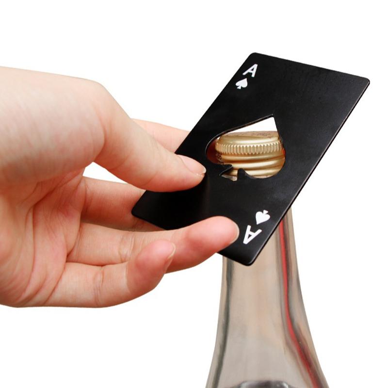 Black Poker Card Beer Bottle Opener Personalized Stainless Steel Credit Card Bottle Opener Card of Spades Bar Tool 8.5cm*4.5cm