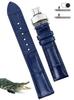 [vinacreations] 20mm Navy Blue Crocodile Watch Strap with D-Buckle, Men's Crocodile Replacement Watch Band with Quick Release Spring Bar, Silver Wrist