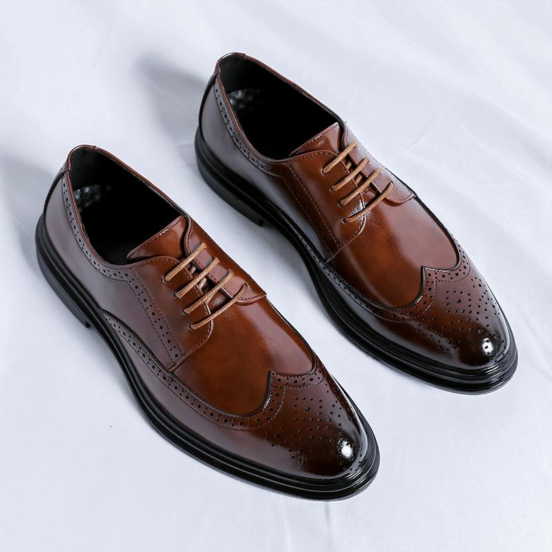 Módní pánské společenské boty na šněrování Módní společenské pánské boty Klasické kožené pánské oblekové boty Módní brogue společenské boty Pánské Oxfords