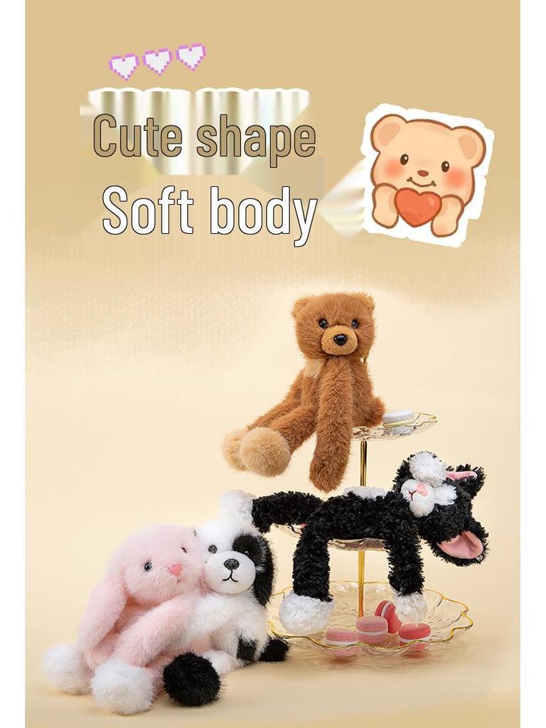 Plush Long-Armed Animal Fridge Magnet Doll - Teddy Bear Dog Car Ornament