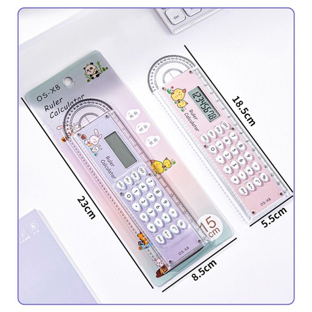Durable 3-in-1 Ruler With Protractor Clear Multi-function Ruler 15cm Calculator Ruler School Office