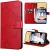 Protective Case - E.F.CONNECTION - For Xiaomi Redmi Note 14 5G - Leather Effect - Printed Butterfly - Red