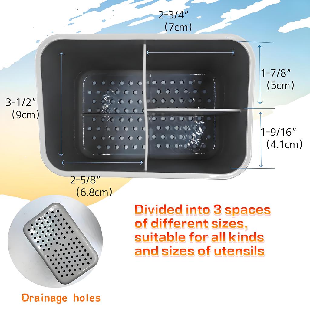 Dish Brush Holder with Removable Tray | Sink Organizer for Sponge Scrubber & Utensils | Countertop Drying Rack