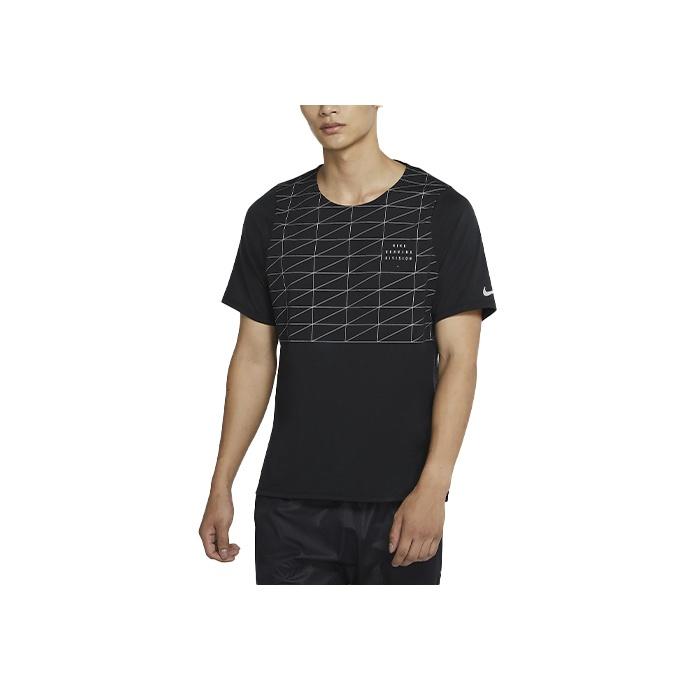 Nike Rise 365 Run Division Flash Reflective Print Running T-Shirt Men Tops Black CU7877-010