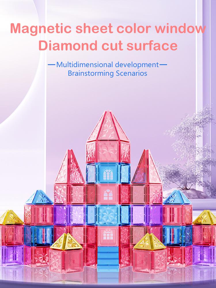 Pink Diamond Surface Magnetic Building Blocks - Strong, Educational Toys for Children
