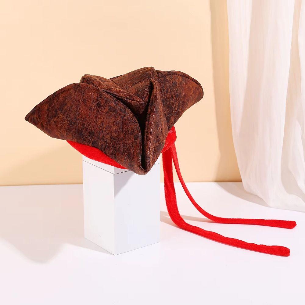 Adult Brown Pirate Captain Cap Holiday Party Vintage Tricorn Hat Pirate Cowboy Hat Men Headwear