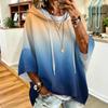 Women's Casual Hoodie with Drawstring Hood and Gradient Print - Oversized Long Sleeve Pullover Top