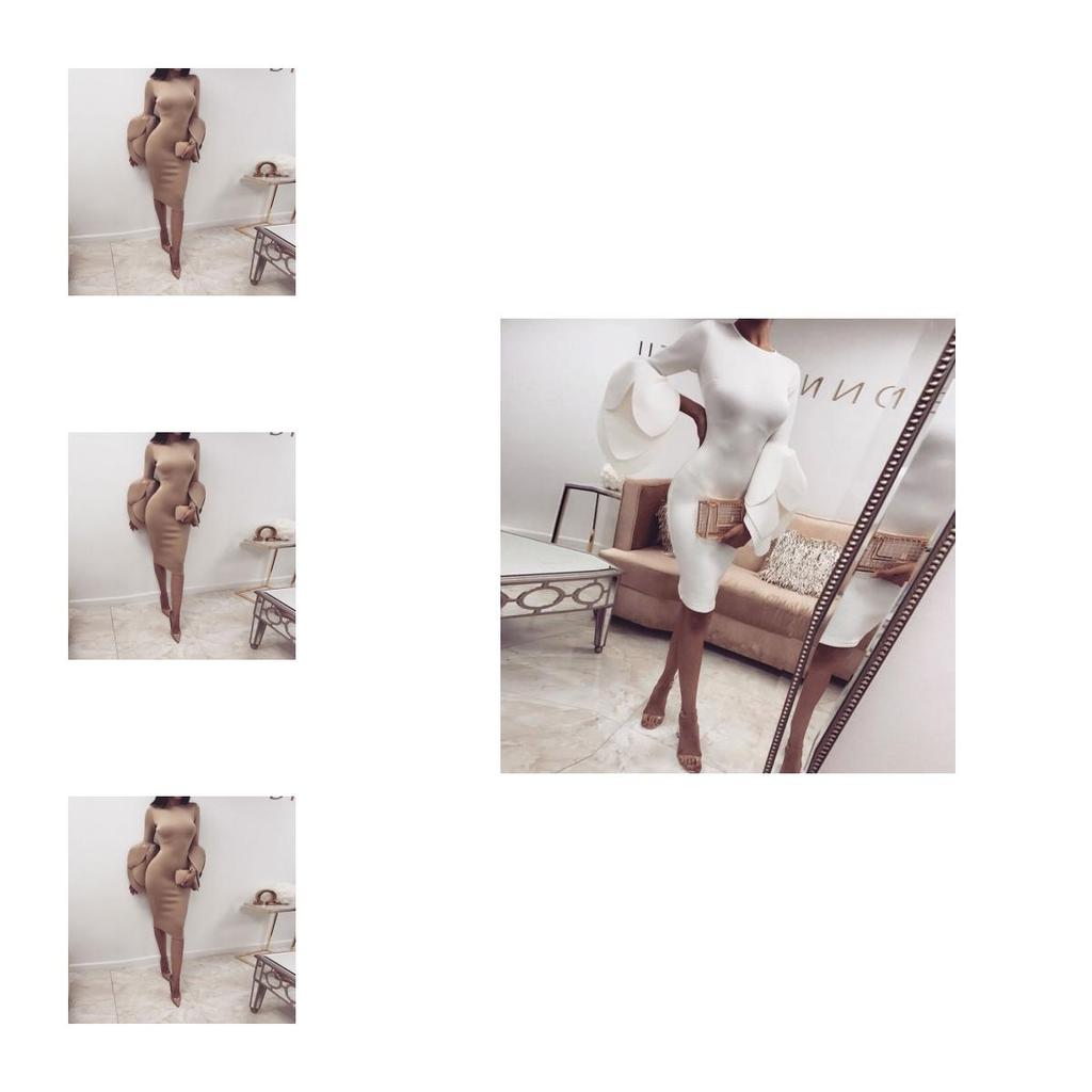 Elegant Us Women's Long Petals Sleeve Bodycon Casual Party Evening Cocktail Mini Dress For Effortless Style