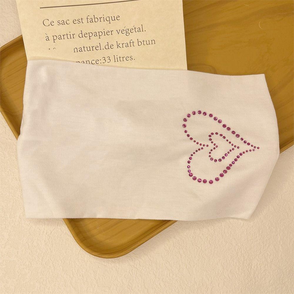 Pure Color Knitted Headband Knit Wide Edge Elastic Hairband Heart Rhinestone Headband Women