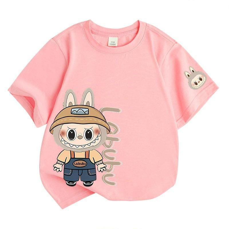 LABU Letter Elf Cartoon Graphic Printed T-shirt Kids and Women Tees Top Summer Casual Men's Unisex Short Sleeve Clothing