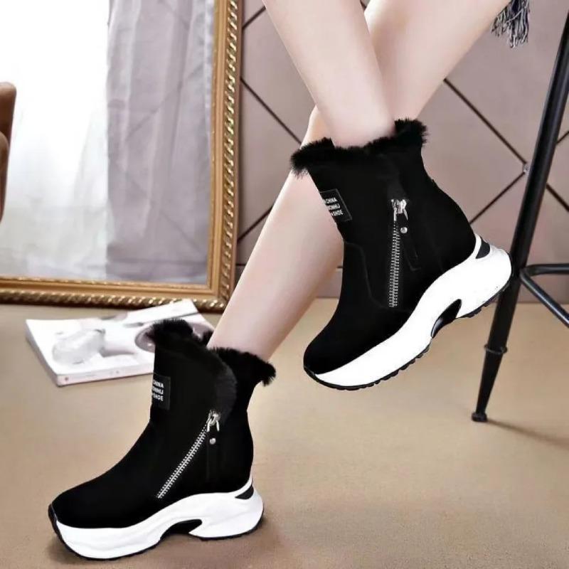 Platform Short Plush Women Snow Boots Fashion Short Botas Ladies Elegant Wedges Heel Shoes Winter Keep Warm Women's Footwear