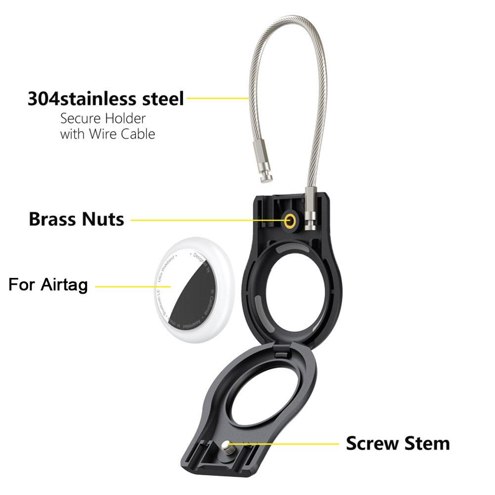 Kompatibel mit Apple AirTag Sichere Halterung mit Drahtseil Air Tag Schloss Hülle Schlüsselanhänger Schlüsselring Schlüsselanhänger Gepäckanhänger für Schlüssel