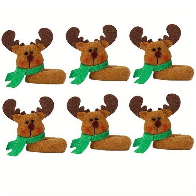 6Pcs/SET Christmas Wine Glass Cover Santa Claus Elk Snowman Wine Cup Cover Tags Decoration Xmas New Year Table Decor