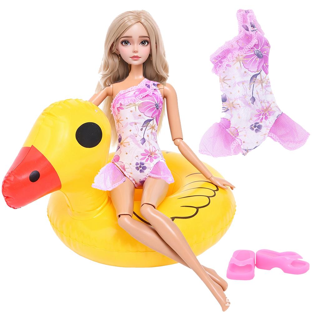 1x Salvagente per Bambola + 1x Costume da Bagno Vestiti per Bambole da 30cm 1/6 Accessori per Casa delle Bambole Gioco di Finzione per Bambini Giocattolo Estivo da Spiaggia per il Bagno