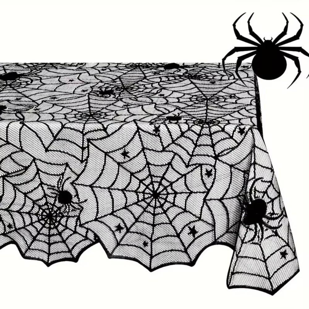 Lightweight Halloween Decoration Portable Spider Web Tablecloth Black Tablecloth  Event Decoration