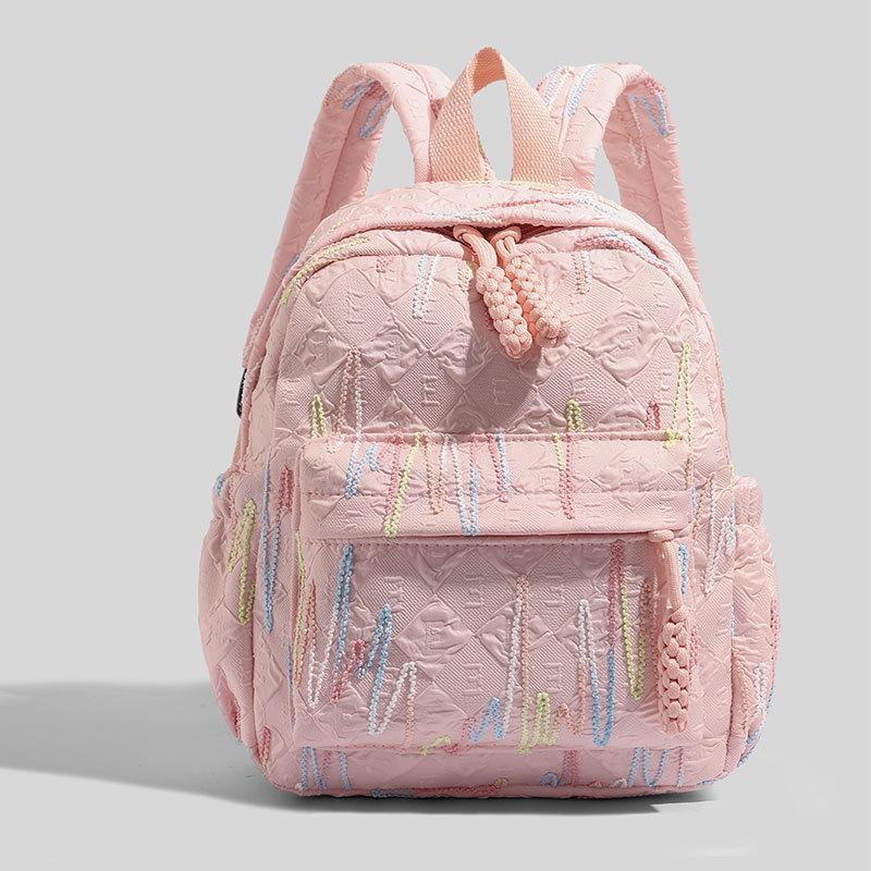

2025 Korean Harajuku-Style Casual Backpack: Versatile, Small, Color-Block College Bookbag рожевий