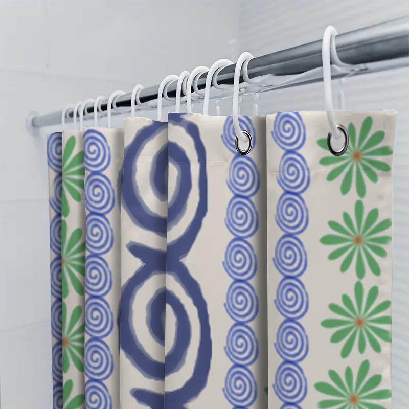 Unique Bath Curtain Blue Flowers Green Leaves Decorative Shower Curtain Waterproof Bathroom Decoration Item 52384176096 AliExpre