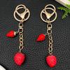 Red Fruit Resin Keychain with Strawberries and Leaves - KC Gold Pendant