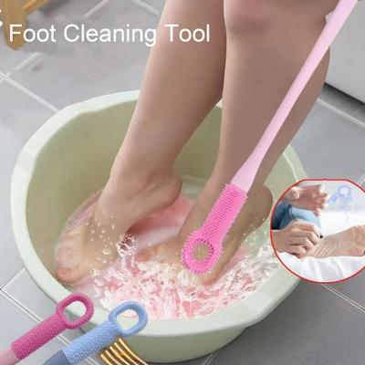 2Pcs Foot Cleaning Brush Set for Toe Seam Massage And Dead Skin Removal Long Handle Silicone Foot Brush And Toe Cleaning Brush Foot Scrubber