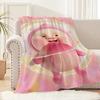 CUte K-Kobito Zukan Peach Cartoon Blanket Soft Comfortable Nap Plush Suitable Iiving Room Office Bedroom Birthday Home Kid Gift