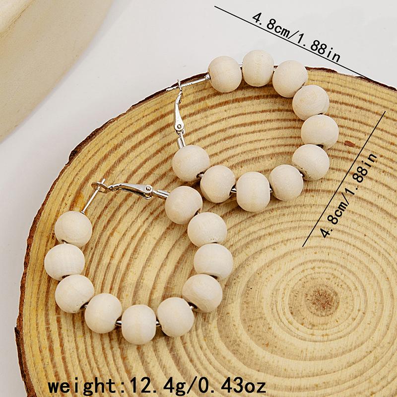 Vintage Wooden Beaded Long Drop Earrings For Women Bohemia Handmade Geometric Wood Earring Pendant Jewelry