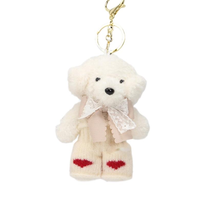 Cute Dog Keychain With Knitted Pants And Bowknot Stylish Keyrings Ornament For Women Girls Gift Accessories