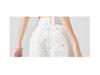 2026 Spring/Summer Women's Plus Size High-Waisted Wide-Leg Jeans with Floral Embroidery - White, Slimming, Versatile