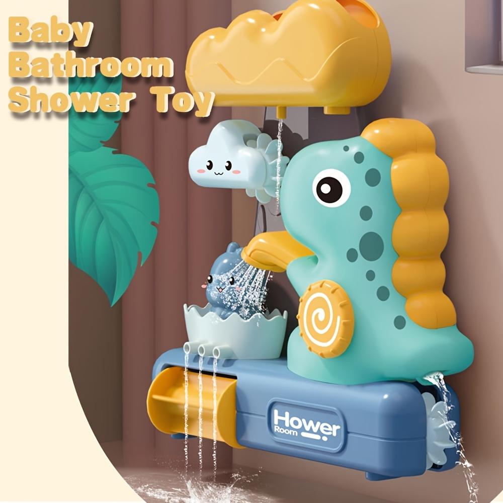 Interactive cartoon dinosaur bath toy for infants and young children, with suction cups, a good bathroom wall mounted shower toy