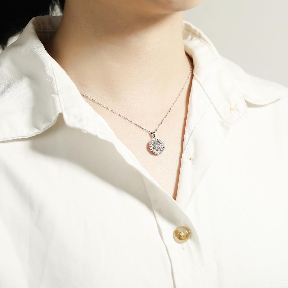 S925 Sterling Silver Zirconia Jewelry Set: Row Ring, Stud Earrings, Necklace – Exquisite Three-Piece Collection