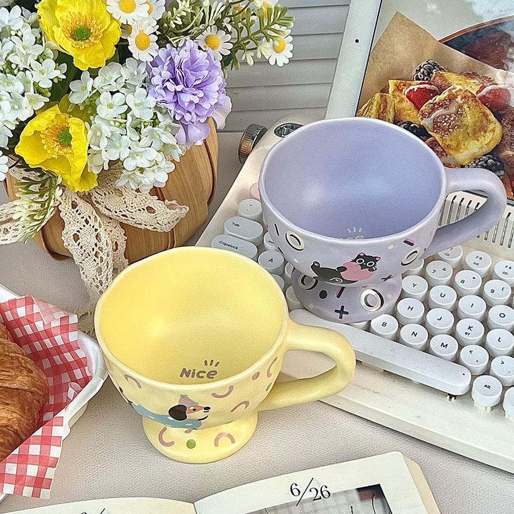 ins cartoon ceramic cup milk breakfast coffee tall water cup cute high value creative mug souvenir
