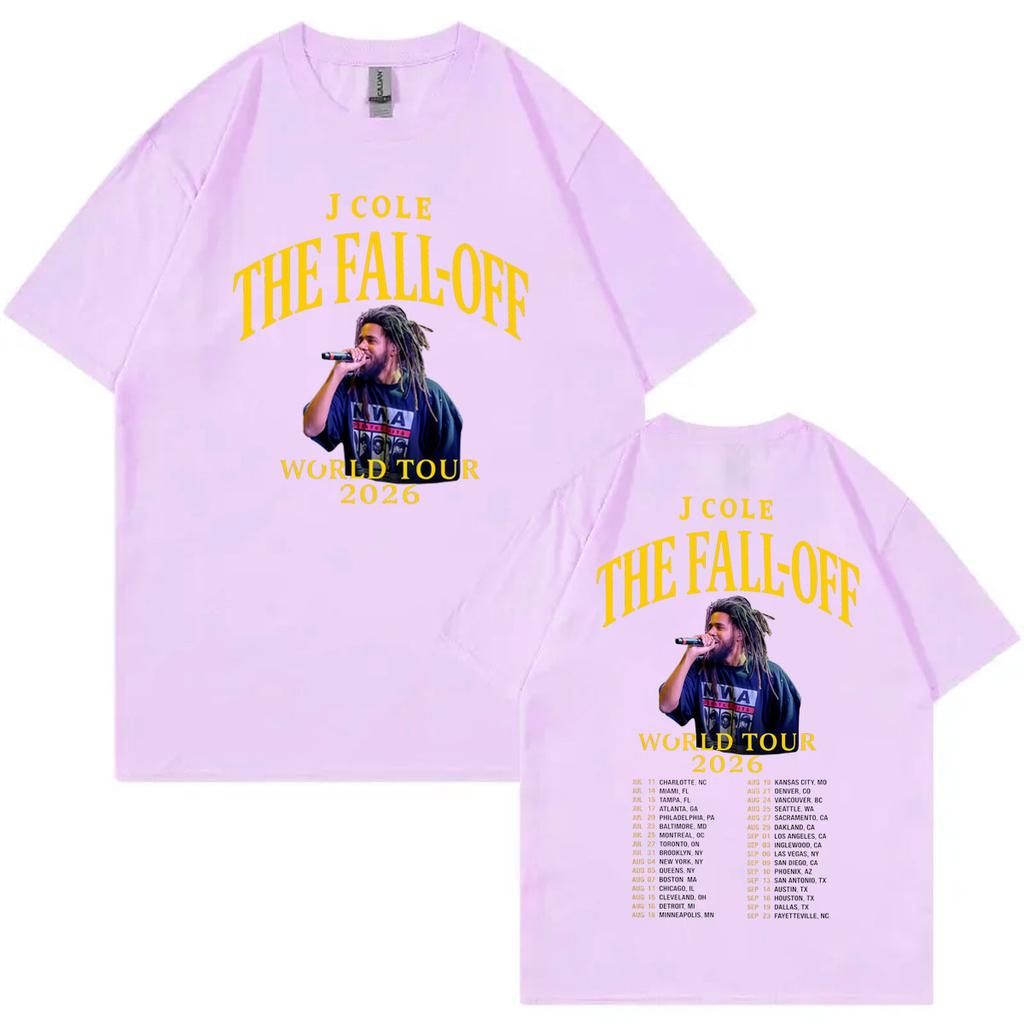 Rapper J Cole Double Sided Graphic T Shirts The Fall Off Tour 2026 Tshirts Men Women Fashion Hip Hop Retro Short Sleeve Tshirt