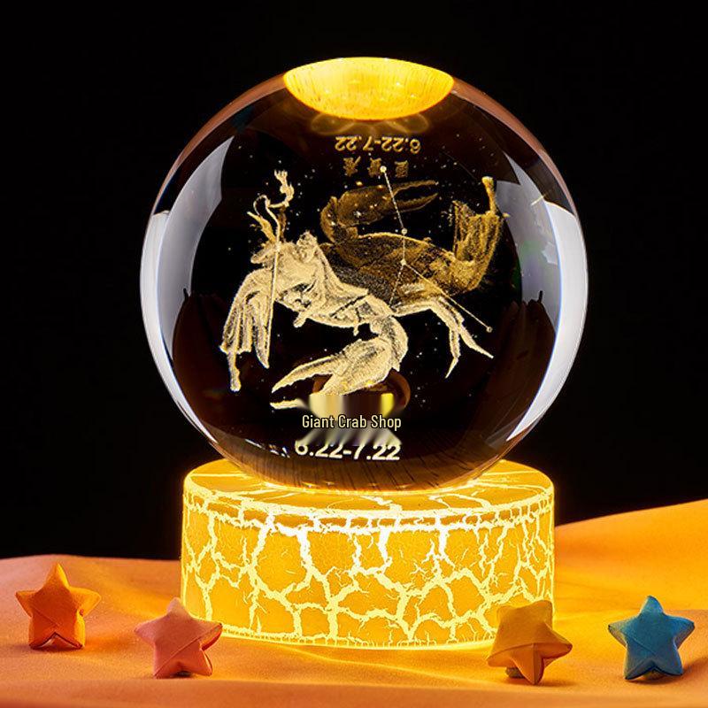 Pisces Constellation 3D Crystal Ball Night Light – Valentine's Day & Birthday Gift for Girls