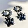 New Gothic Y2K Aesthetic Rivet Earrings Punk Kawaii Cat Paw Hoop Earrings for Women Grunge Jewelry Korean Fashion Cute Earrings